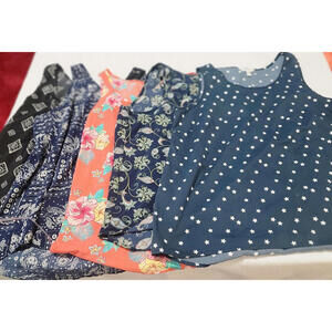 Lot of 5 Time & Tru Bandana Print Tops Women’s Large 12‑14 Blue